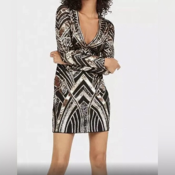 Express black & gold sequin party dress - Picture 3 of 5